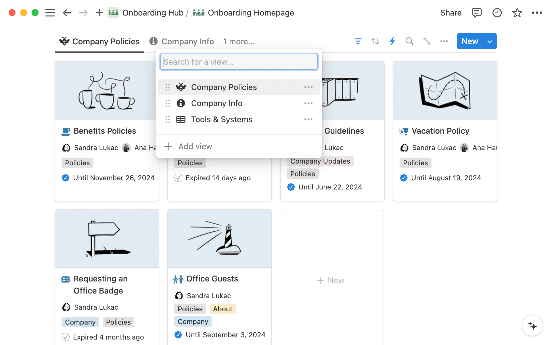 Les vues vous aident à organiser les informations dans votre wiki.