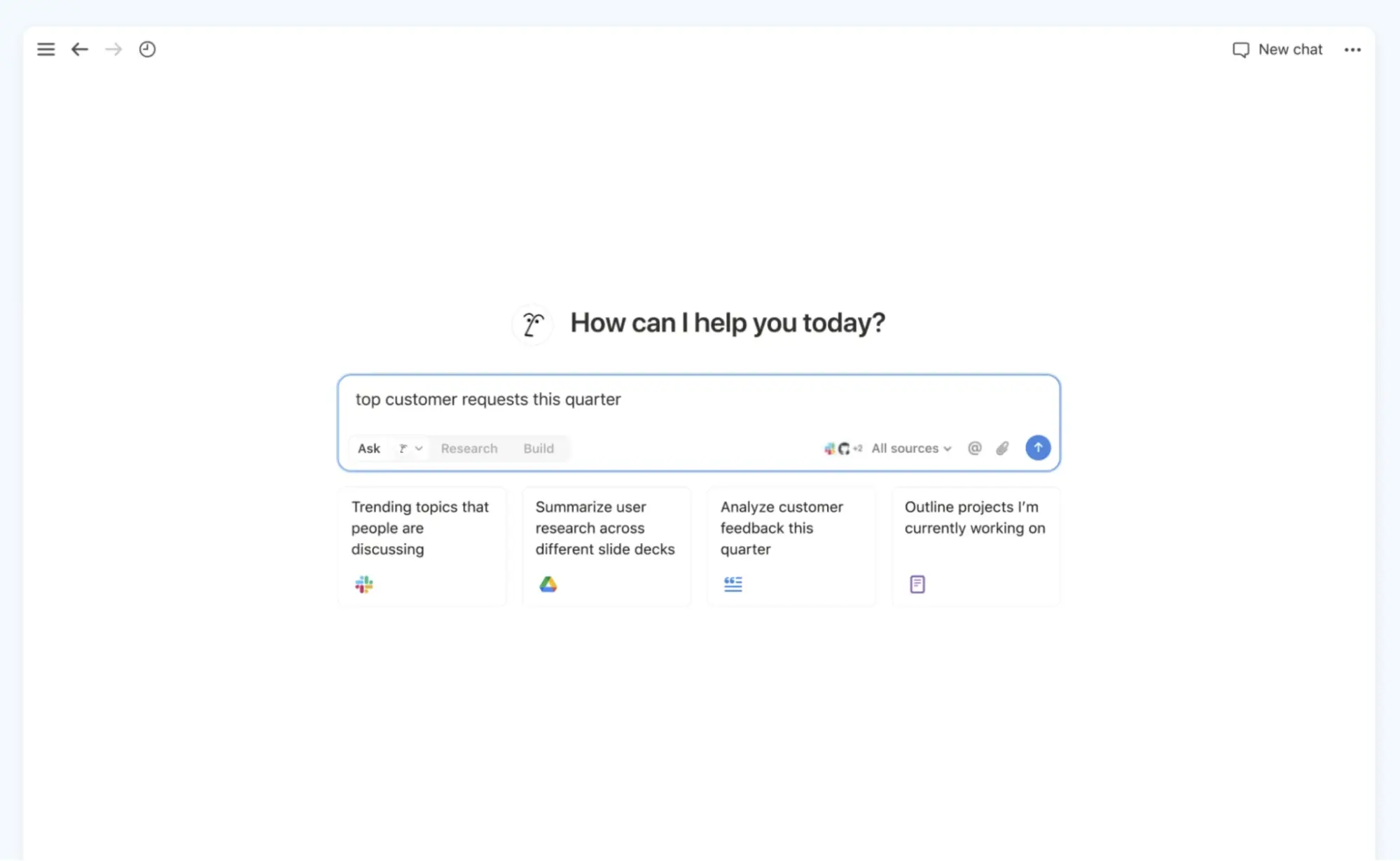 A screenshot of a sample question in Notion’s Enterprise Search feature