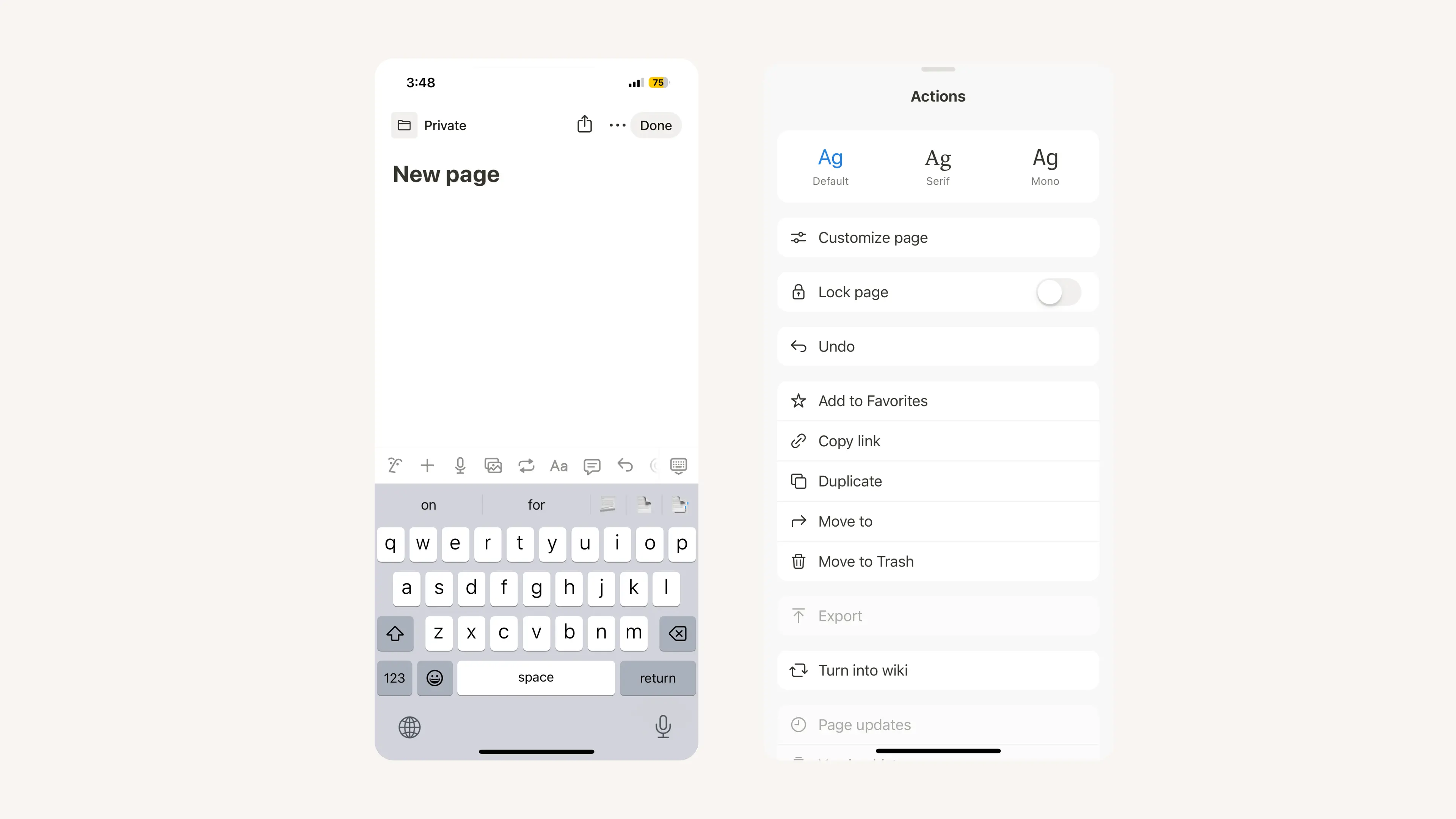 Mobile ••• menu