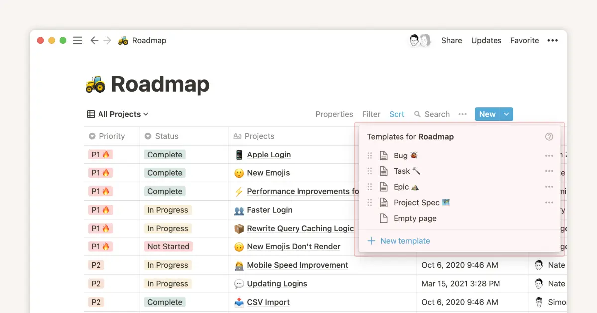 Using database templates to help cement your team's process