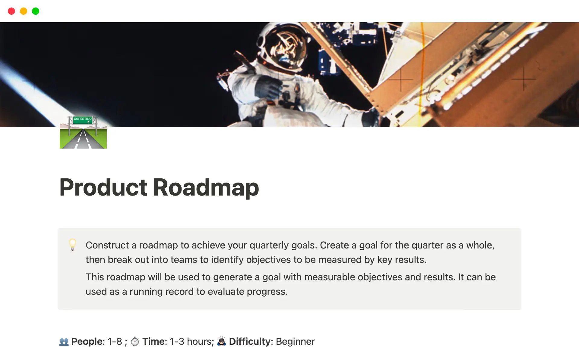 Notion’s product roadmap template