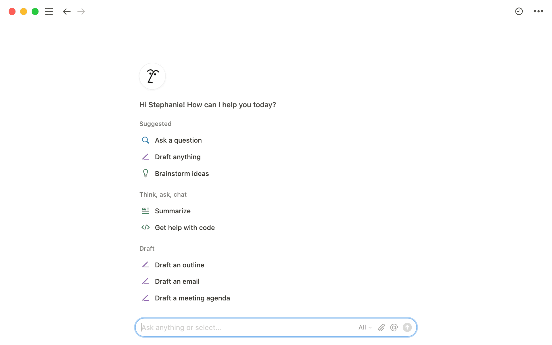 Vue rédacteur IA de Notion