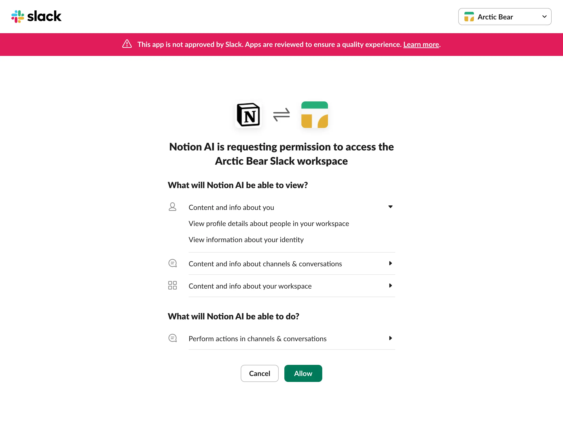 hc: Notion-KI-Konnektor in Slack eingerichtet