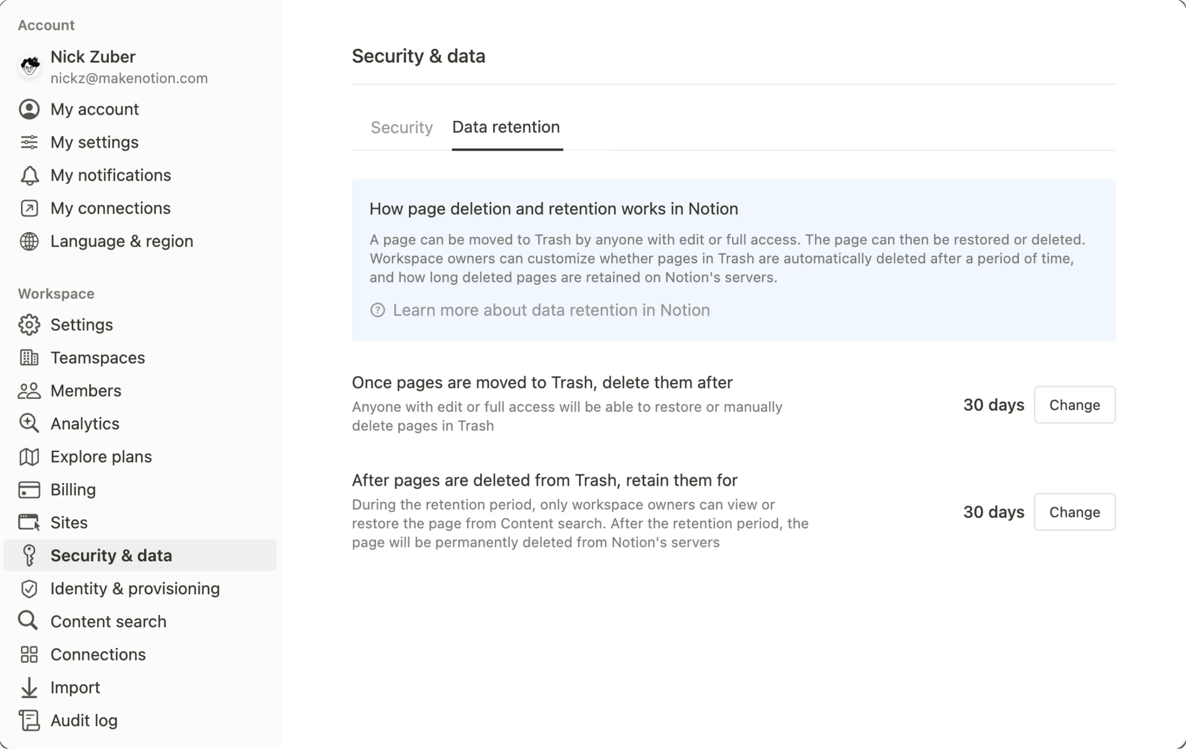 hc: custom data retention settings