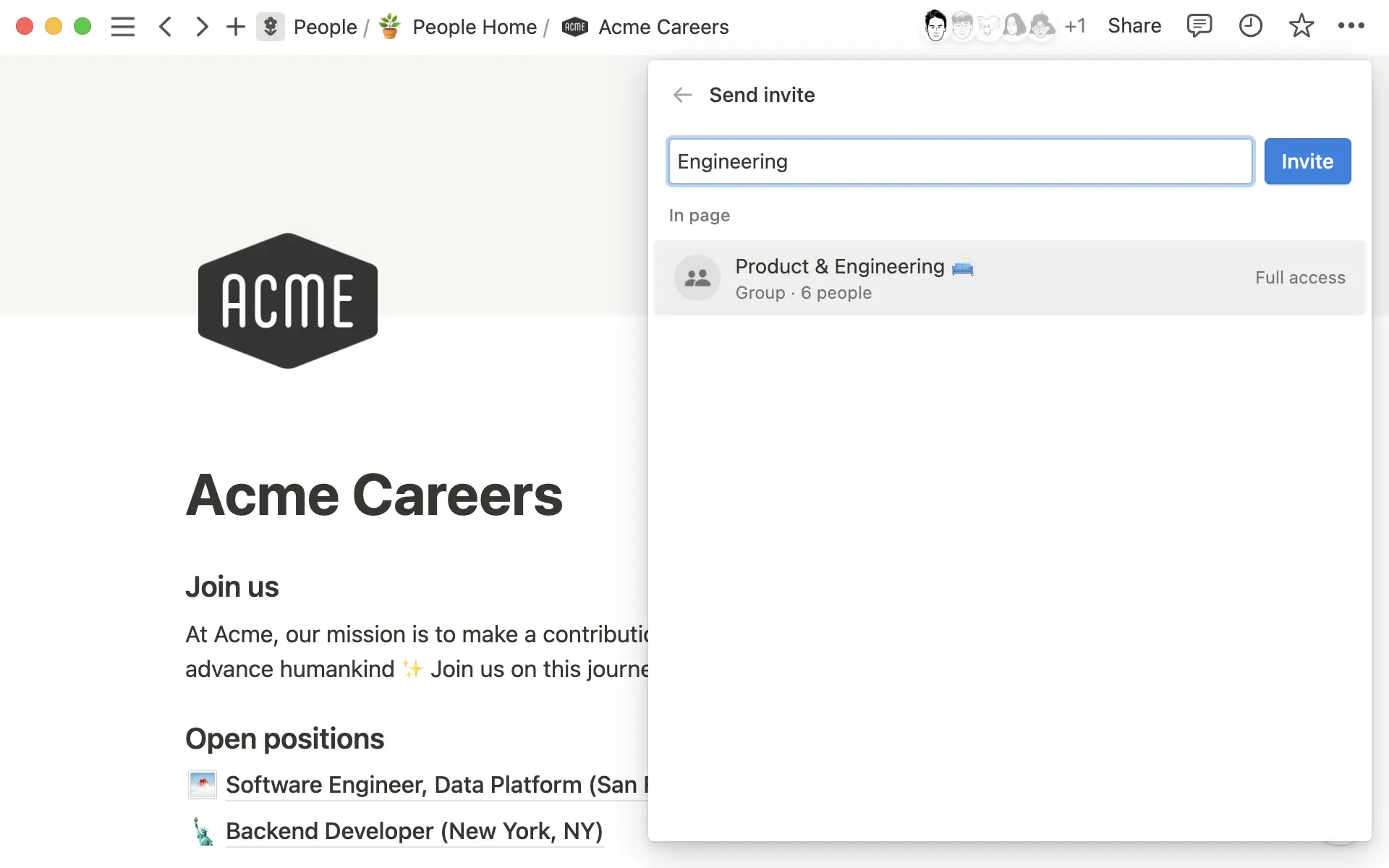 Sharing & permissions - share with group