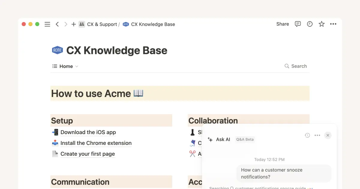 Utilisez l’IA de Notion pour doter vos équipes d’une mémoire infaillible et gagner du temps.