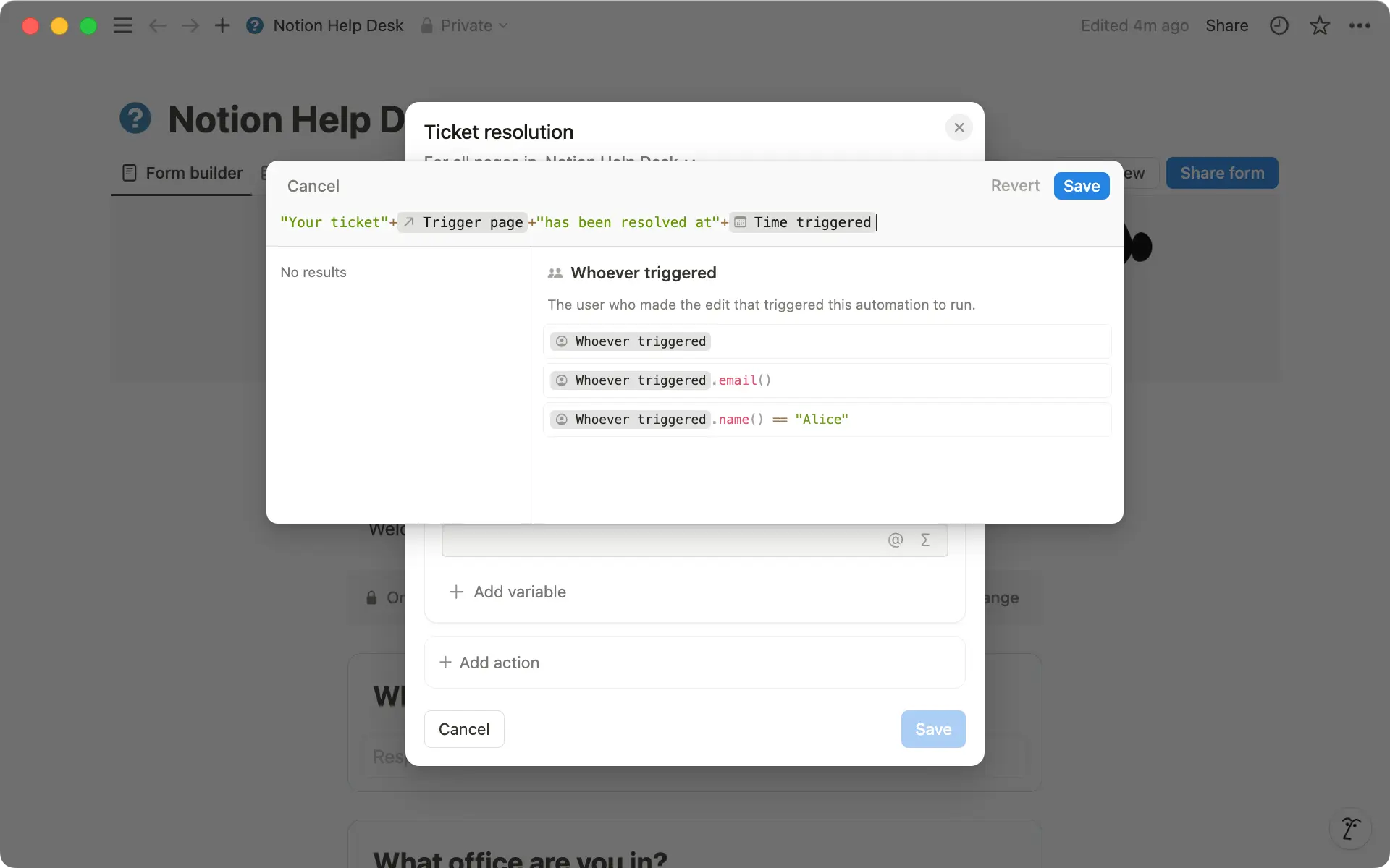 Utilisez les signes « + » pour enchaîner les éléments de votre formule. Si votre formule est incorrecte, elle s’affichera en rouge.