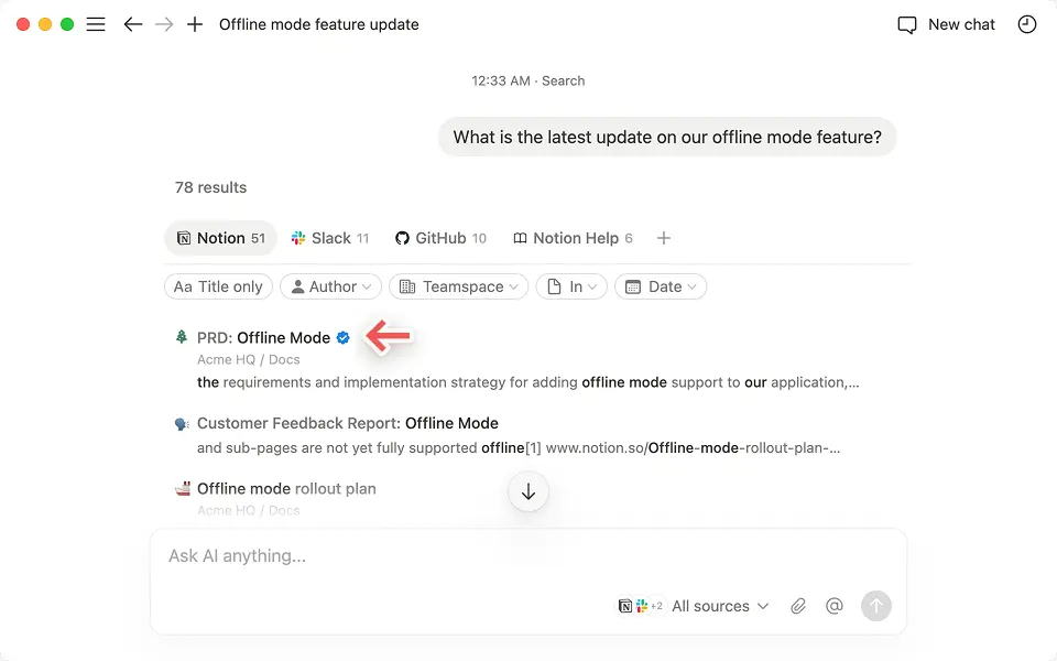 You’ll see a blue checkmark next to content that Notion has marked as “verified.”