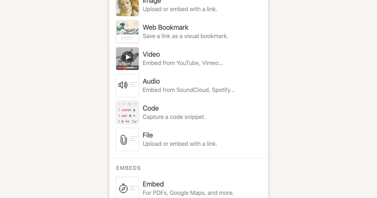 Types of content blocks