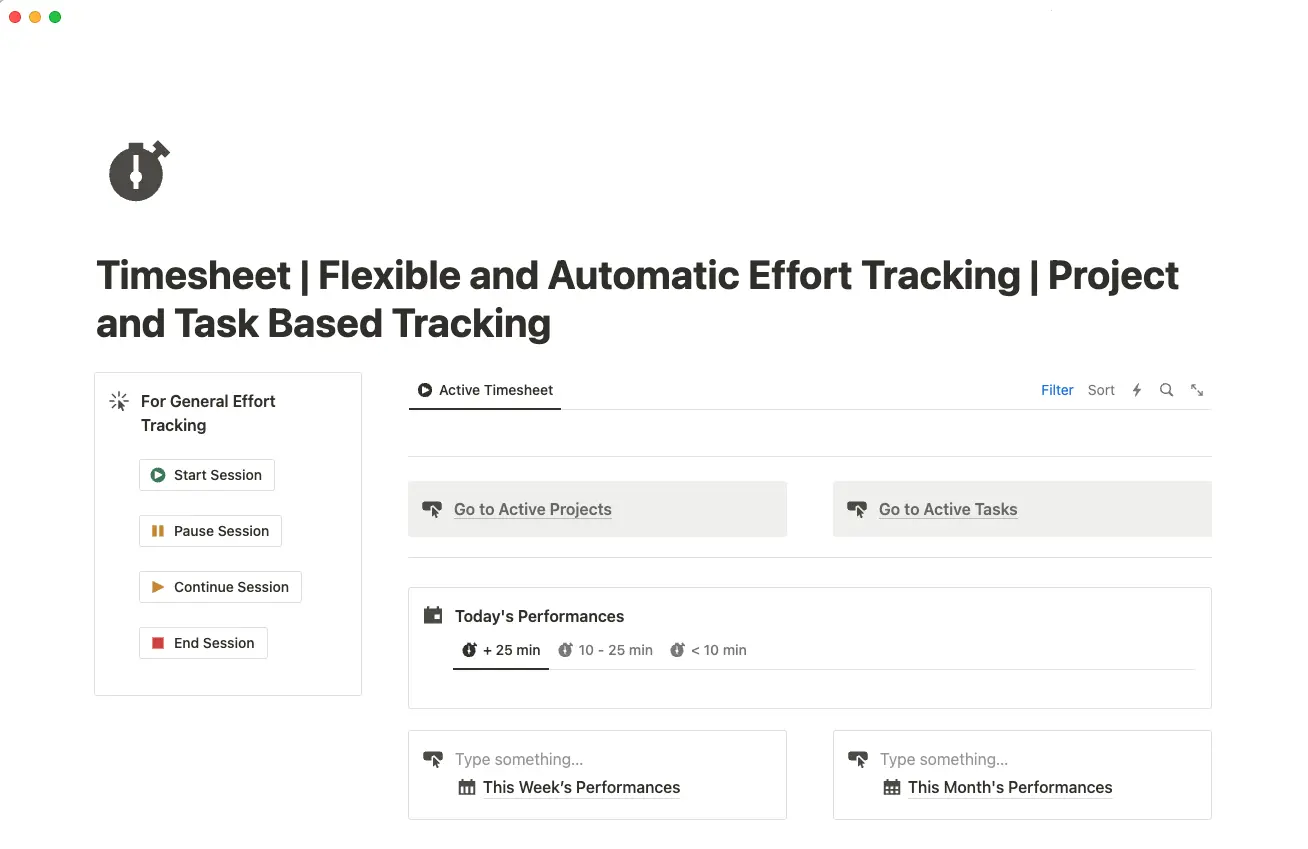 effort tracking template