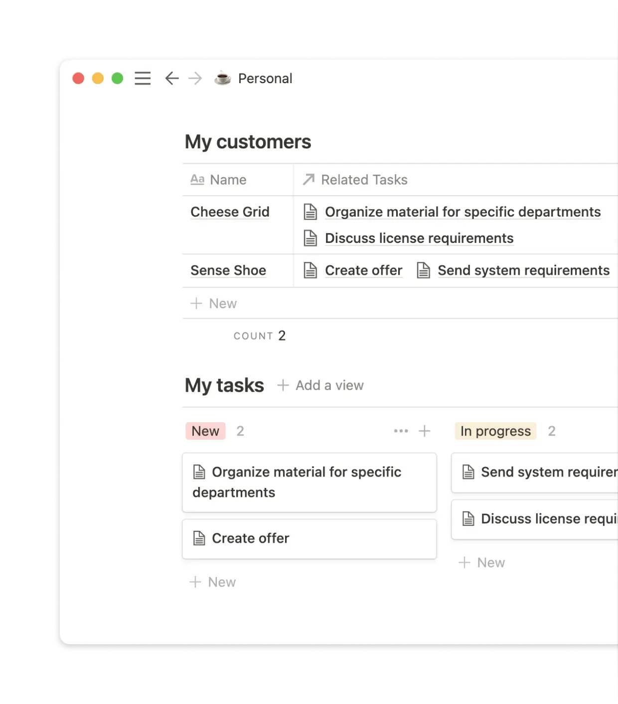 Dank ausführlichen Filteroptionen zeigt Notion nur die relevanten Projekte und Aufgaben an.
