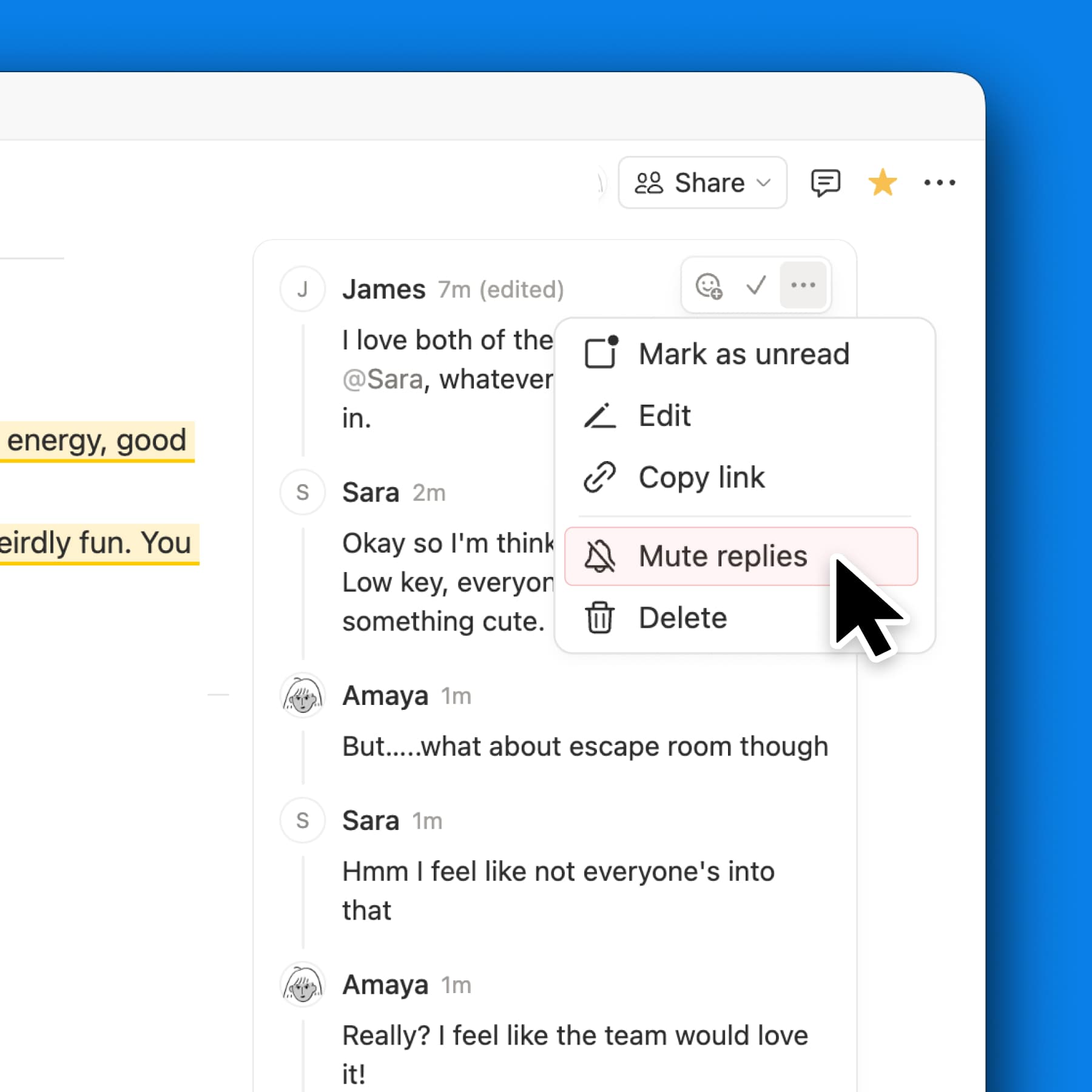 Silenciar respuestas en conversaciones