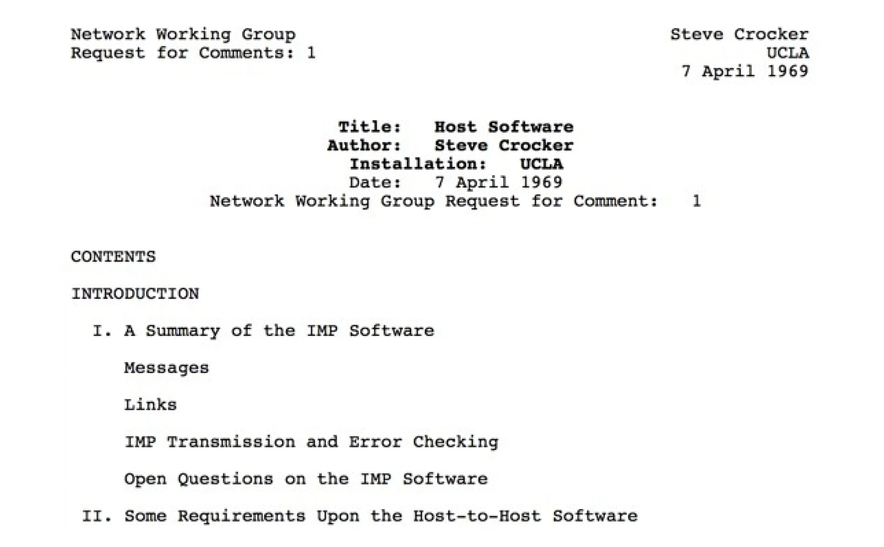 An example of an early RFC by Steve Crocker. Image from the Internet Society.