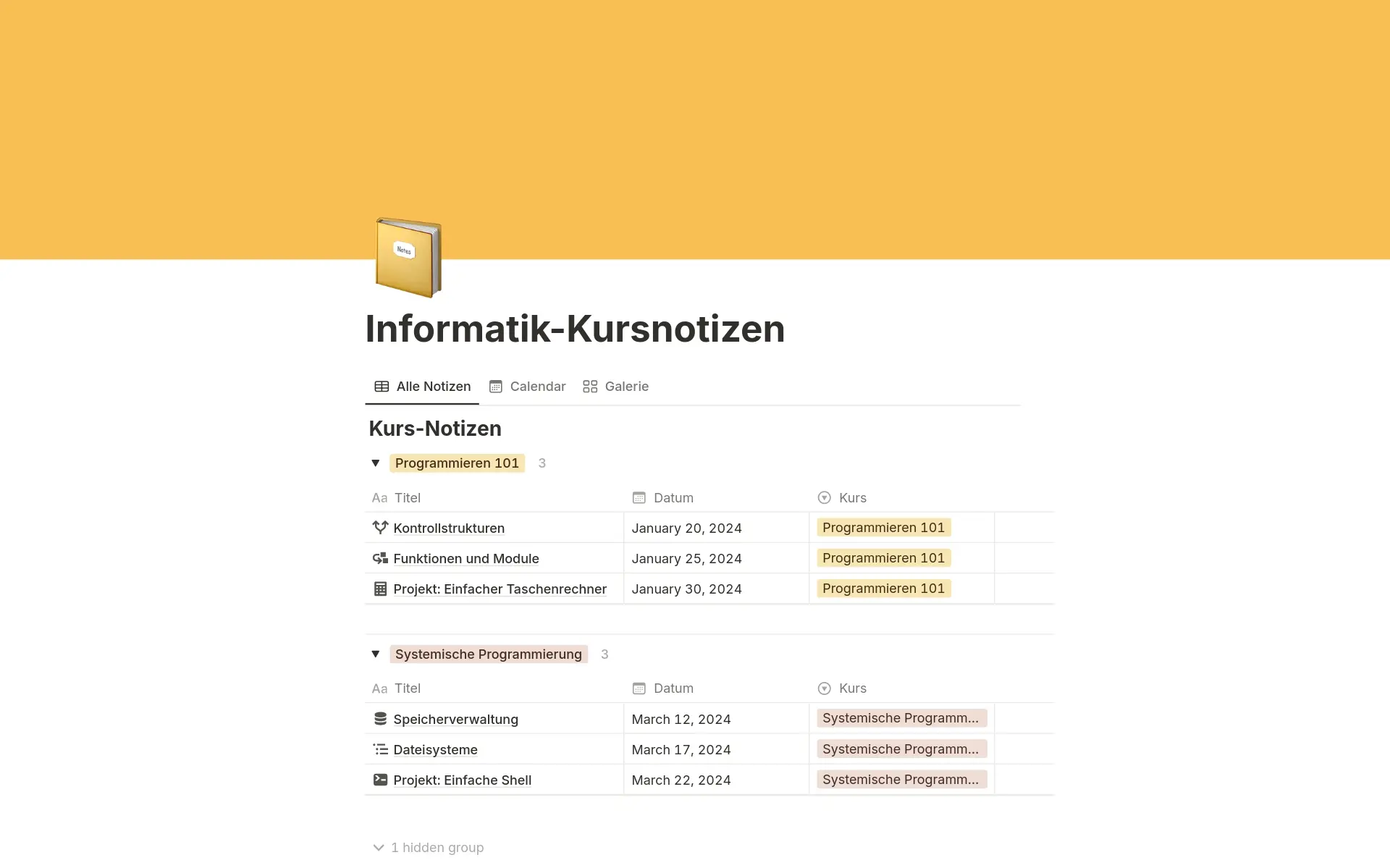 Screenshot der GitHub Student Developer Pack-Sammlung von Notion