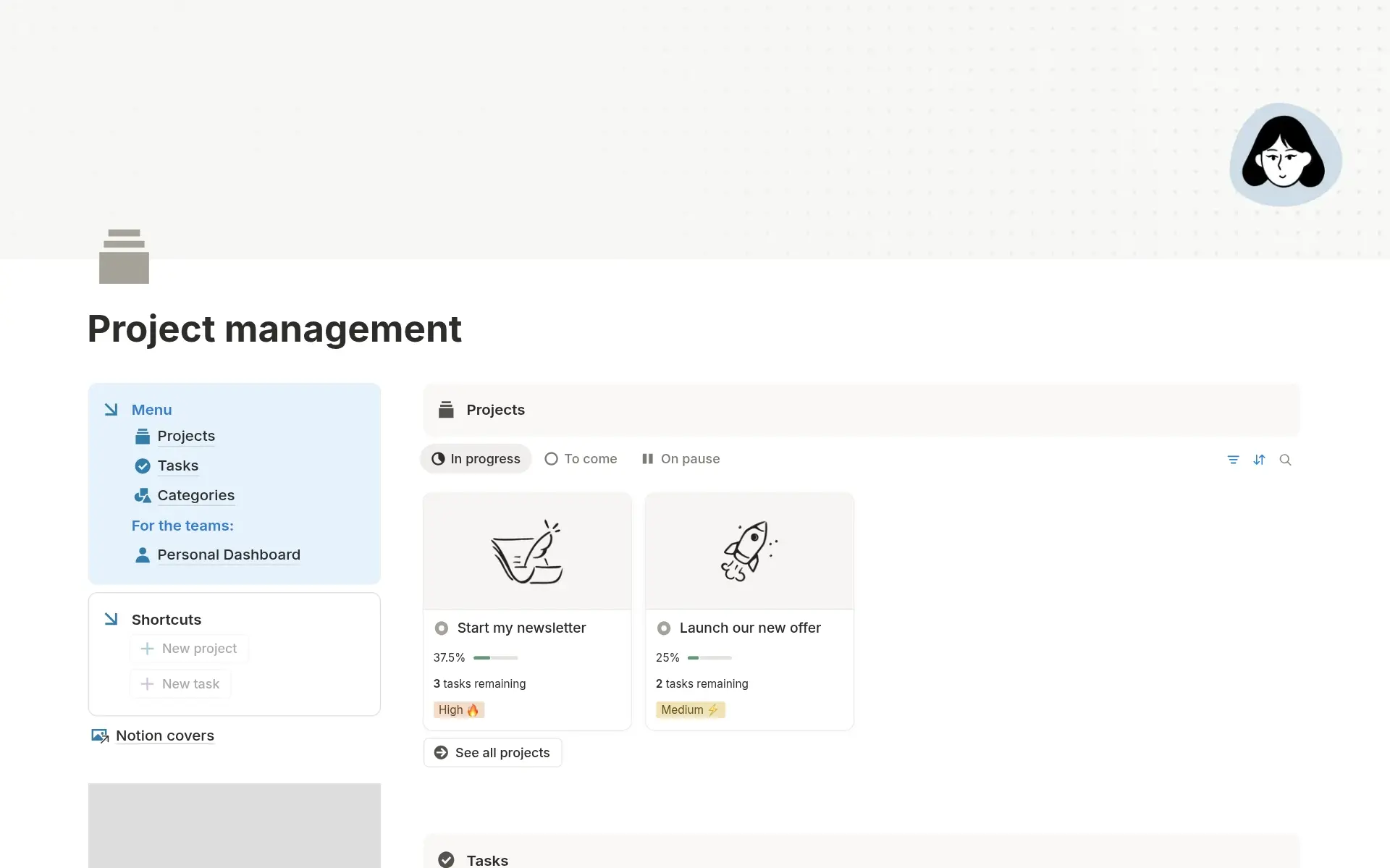 Screenshot of Build your business in Notion collection by Notion